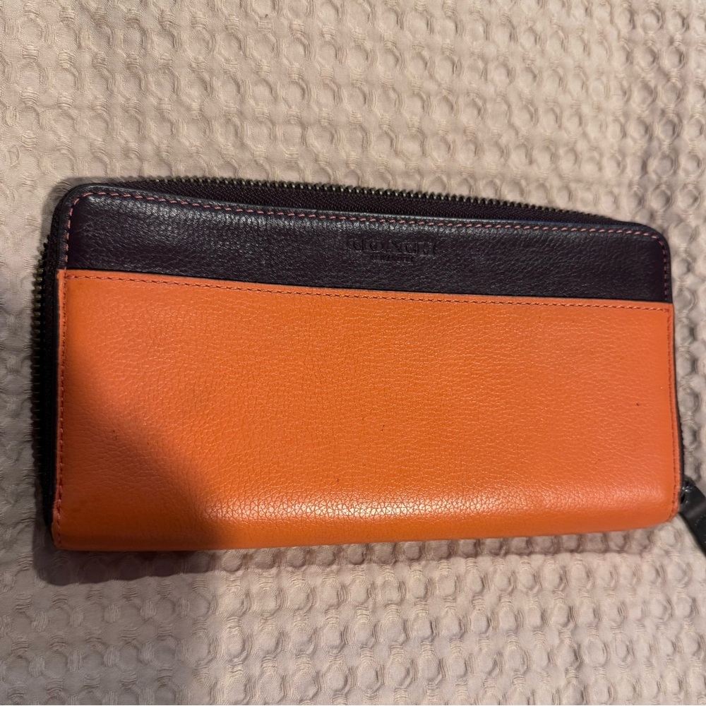 Coach Dual-Tone Orange and Brown Wallet